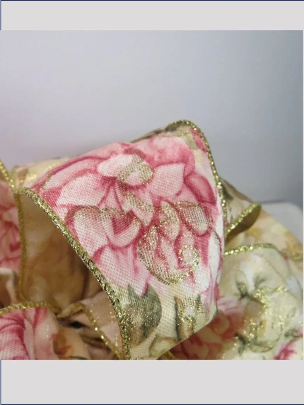 Vintage Cherub Angel Large Round Hat Box Floral Wired Bow Yellow Roses Stars